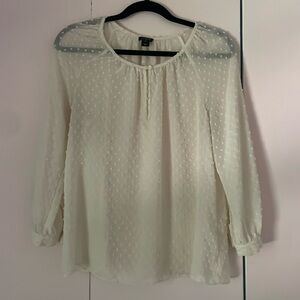 J. Crew Cream Sheer Swiss Dot Top
